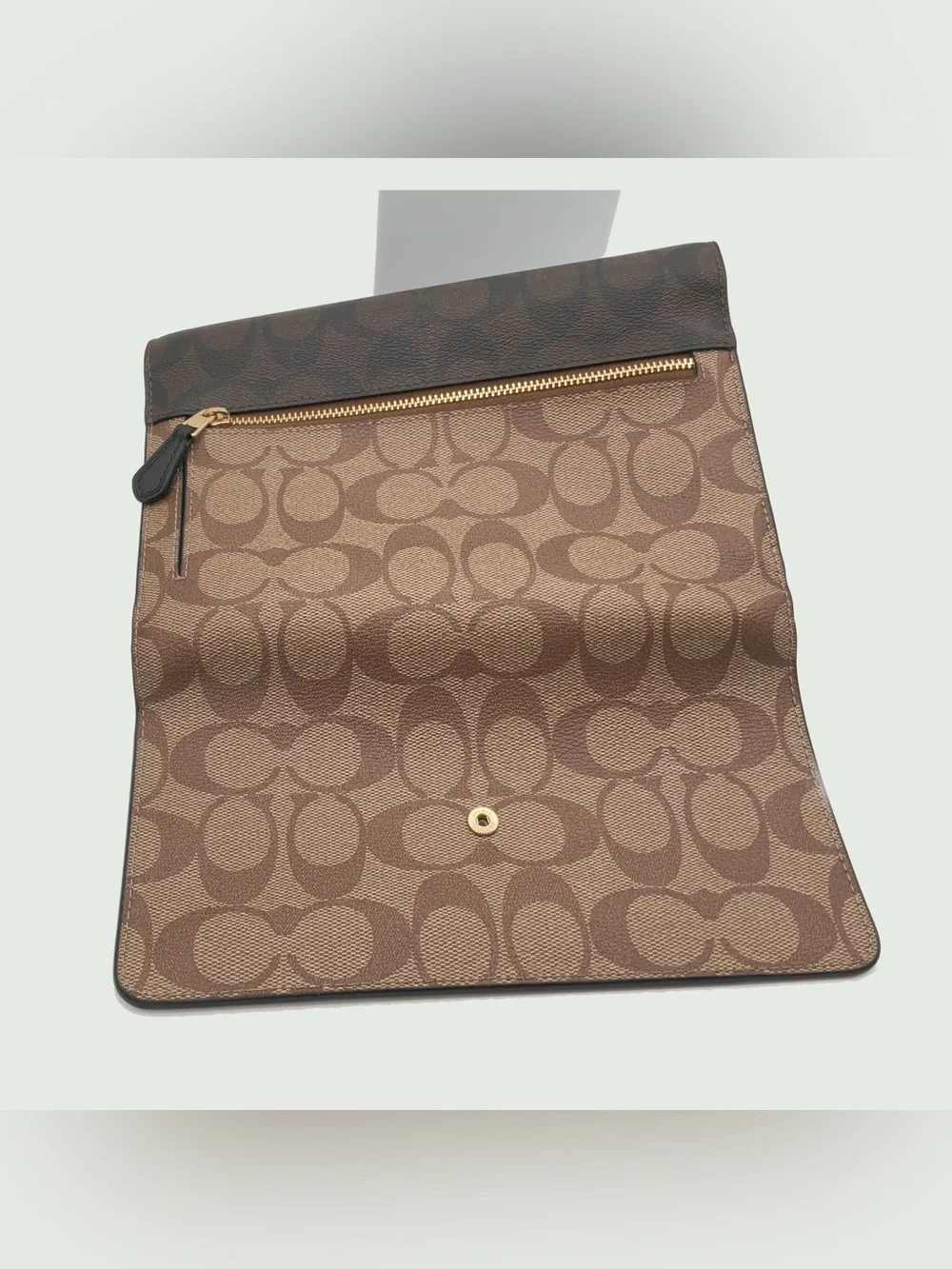 Coach Travel Sig Envelope Wallet Brown Leather&Canvas - W/O STRAP Excellent Cond